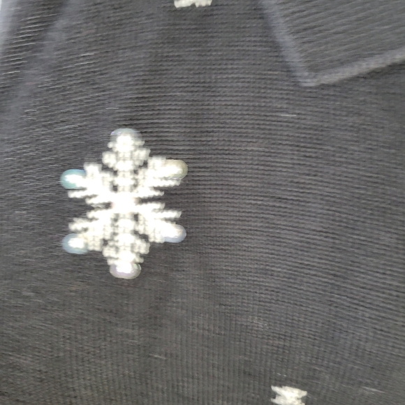 Allison Daley Black Sweater Vest Embroidered Snowflakes Zip Front Size 3X Winter - Picture 3 of 9
